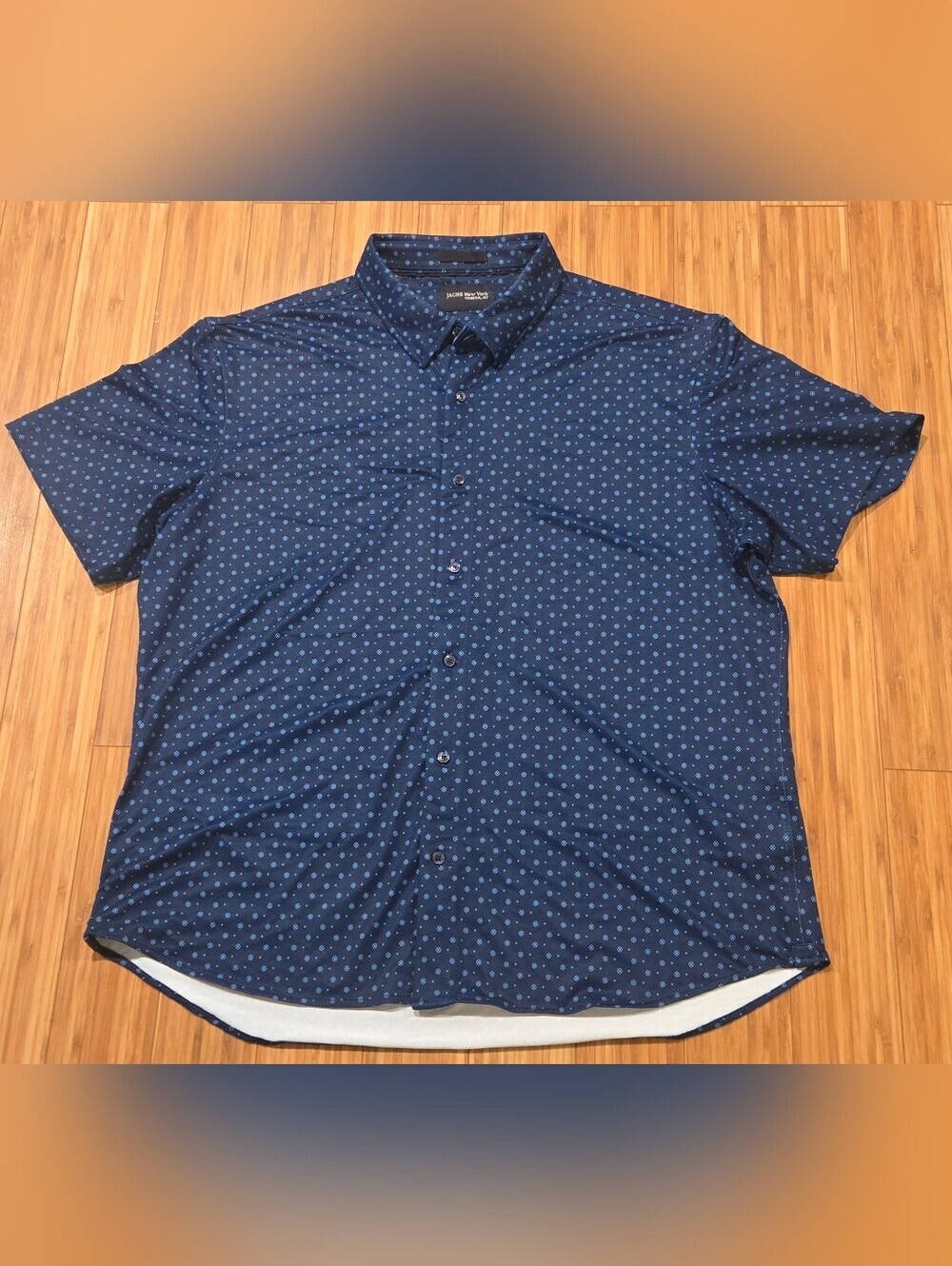 Jachs New York NY Men's Navy Blue Short-Sleeve Button-Up Shirt